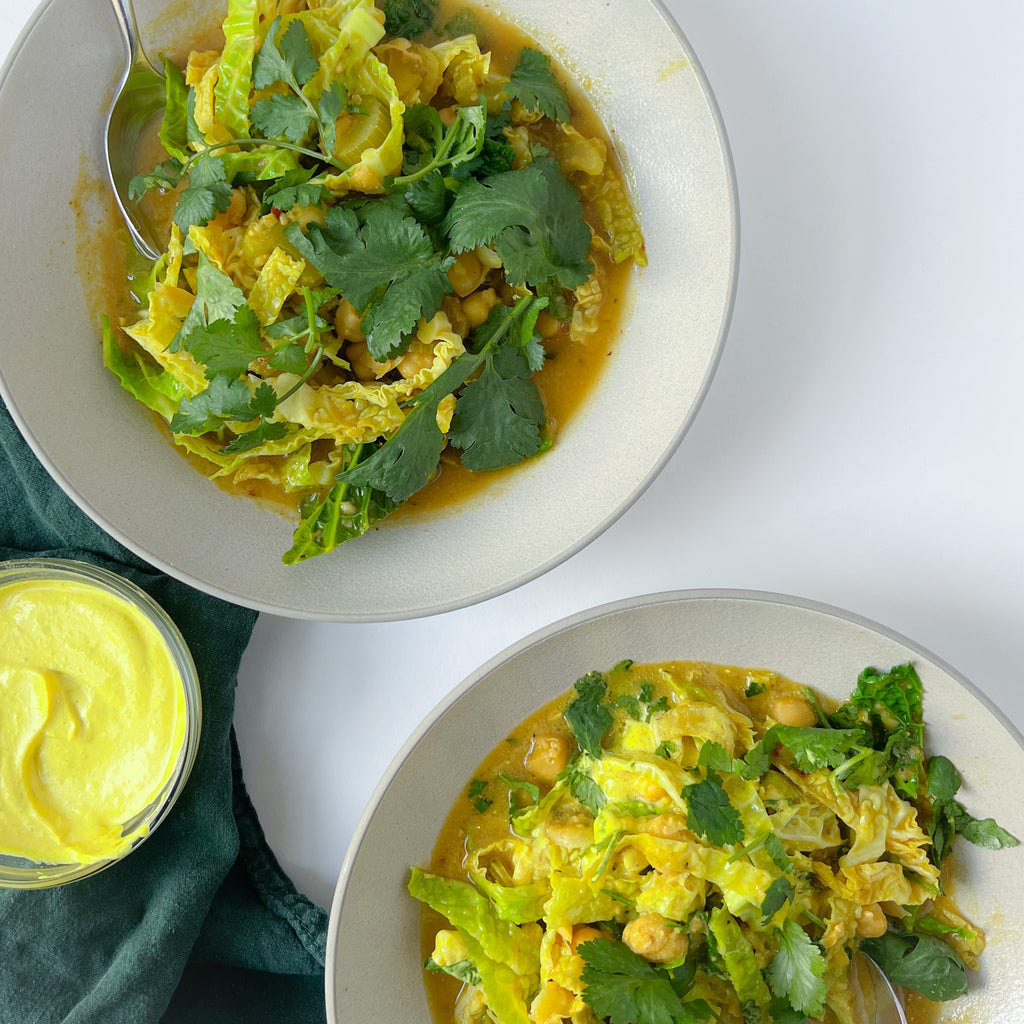 Golden Chickpea, Celery, and Cabbage Soup
