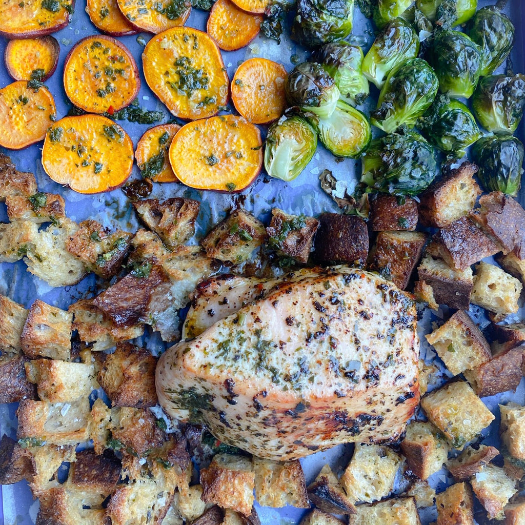 Herby Chimichurri Sheetpan Turkey Dinner