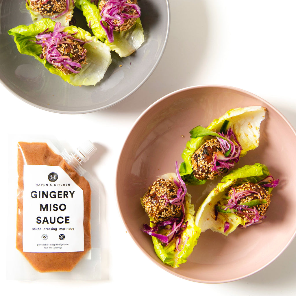 Miso- Sesame Glaze Turkey Meatballs