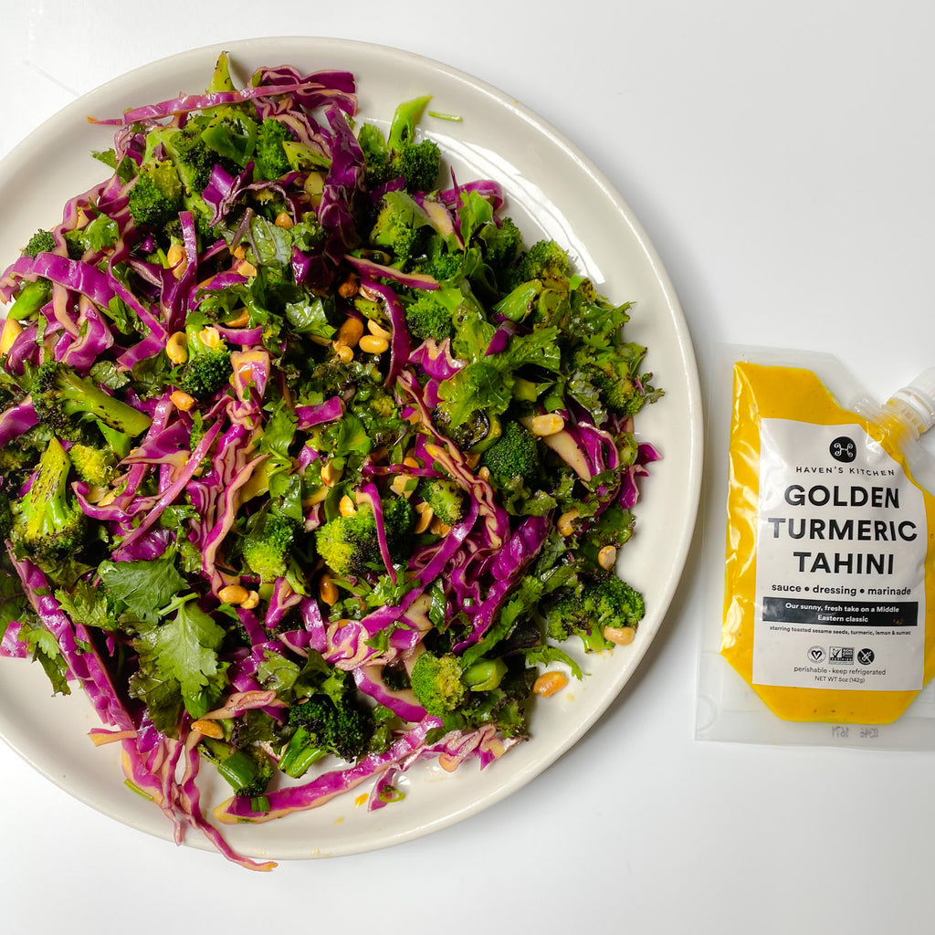 Charred Broccoli Salad with Tahini Soy Dressing