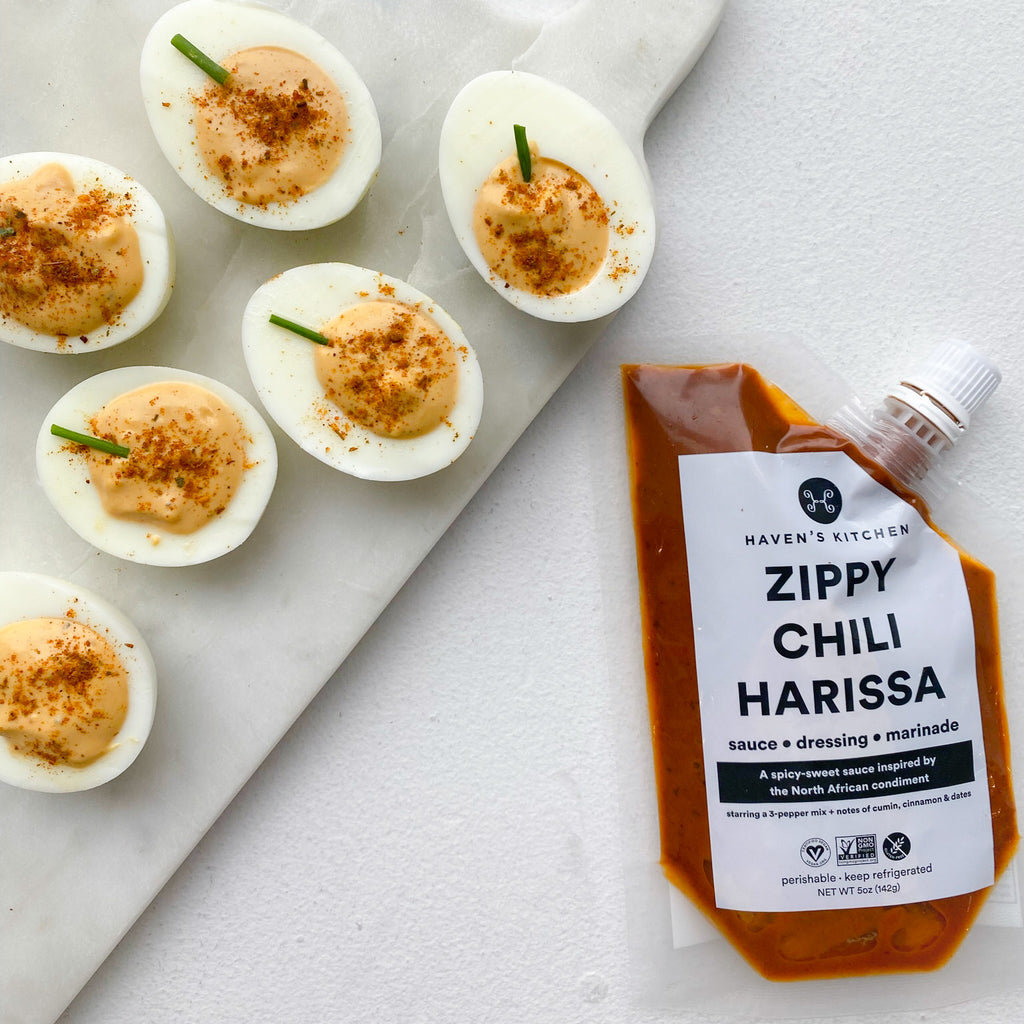 Zippy Harissa Deviled Eggs
