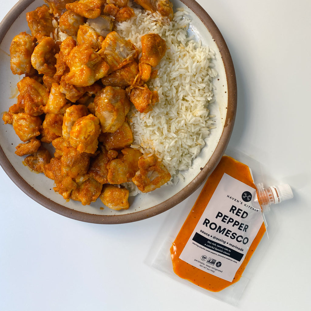 Seared Romesco Chicken Nuggets