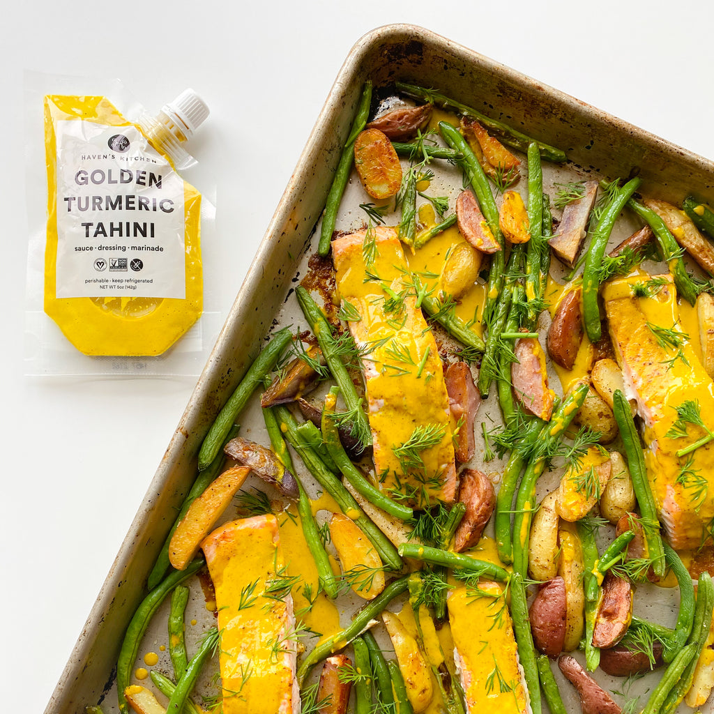 Sheet Pan Golden Tahini Salmon