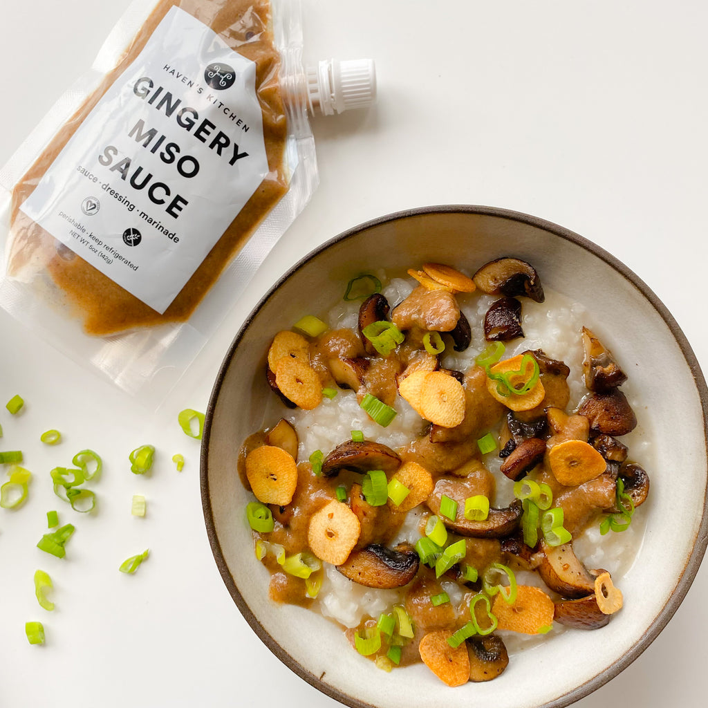 Gingery Miso Mushroom Congee
