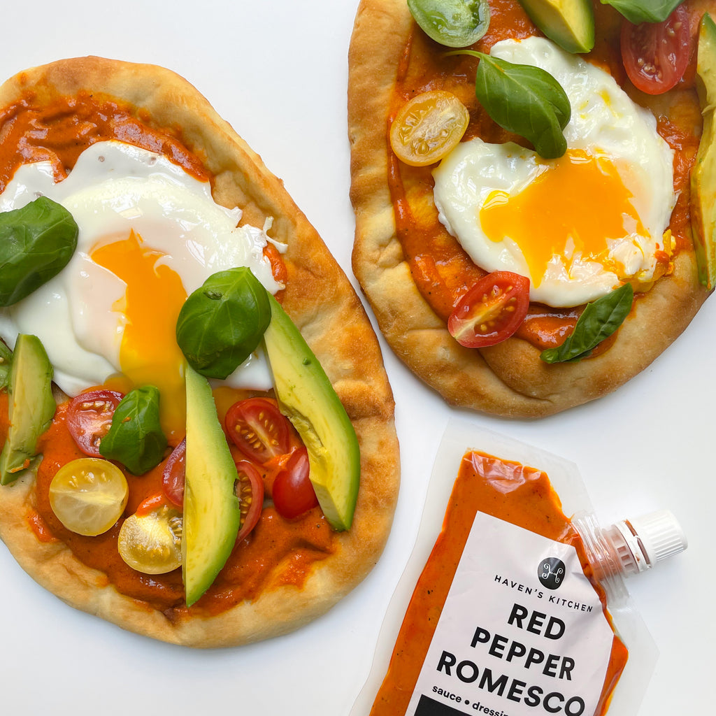Baked Naan with Romesco