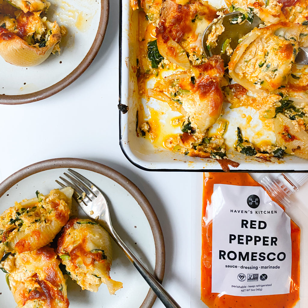Red Pepper Romesco Stuffed Shells