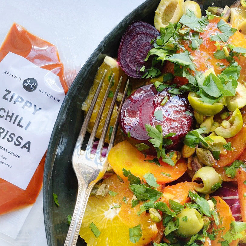 Roasted Harissa Beets with Pistachios & Citrus