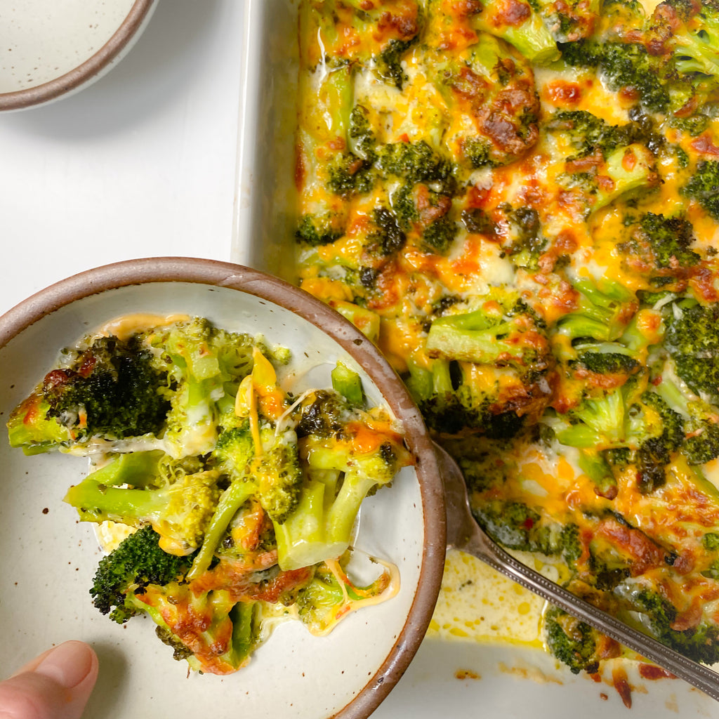 Cheesy Chimichurri Broccoli