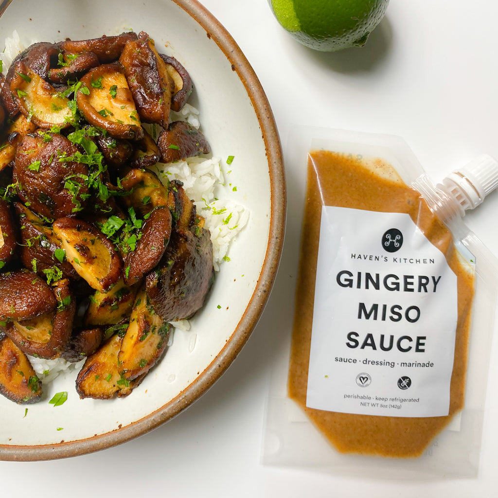 Gingery Miso Butter Mushrooms