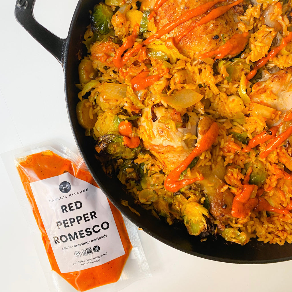 One Pan Romesco Chicken and Rice