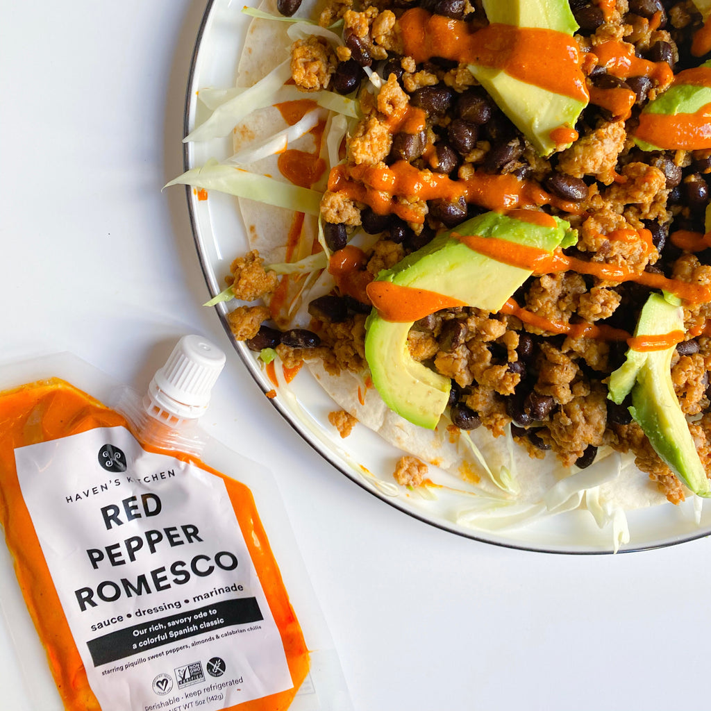 Romesco Ground Turkey Tortillas