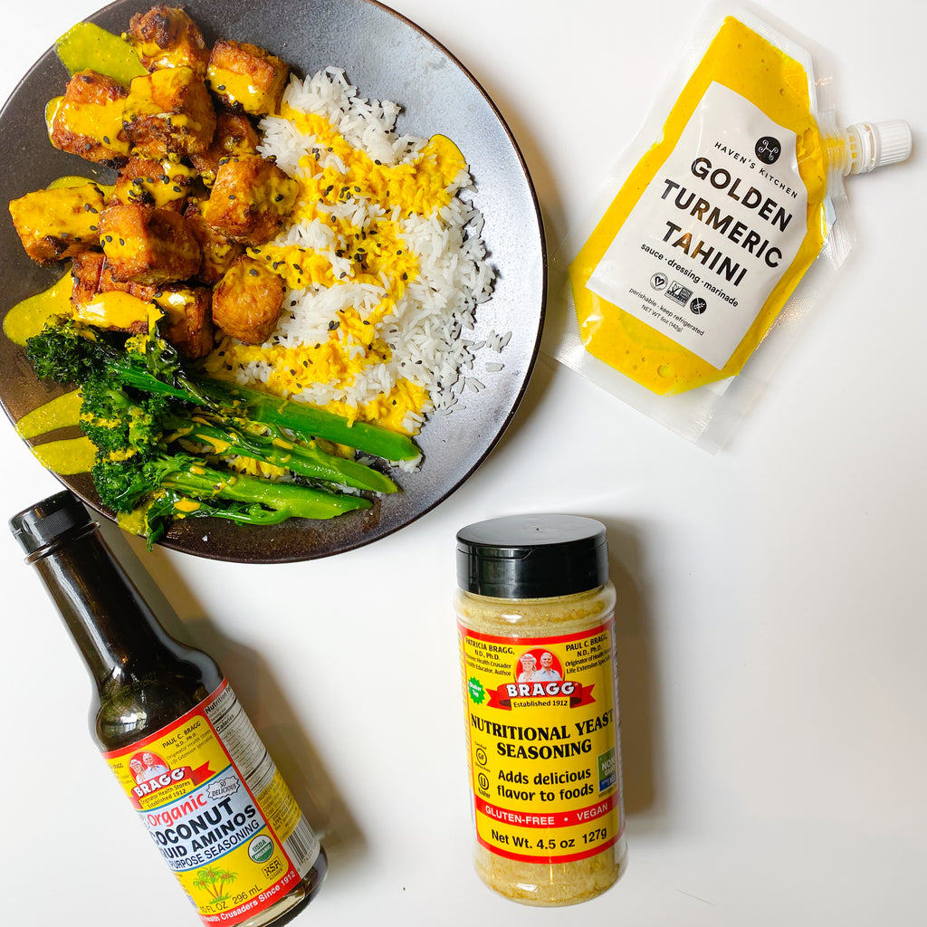 Crispy Tofu with Golden Turmeric Tahini
