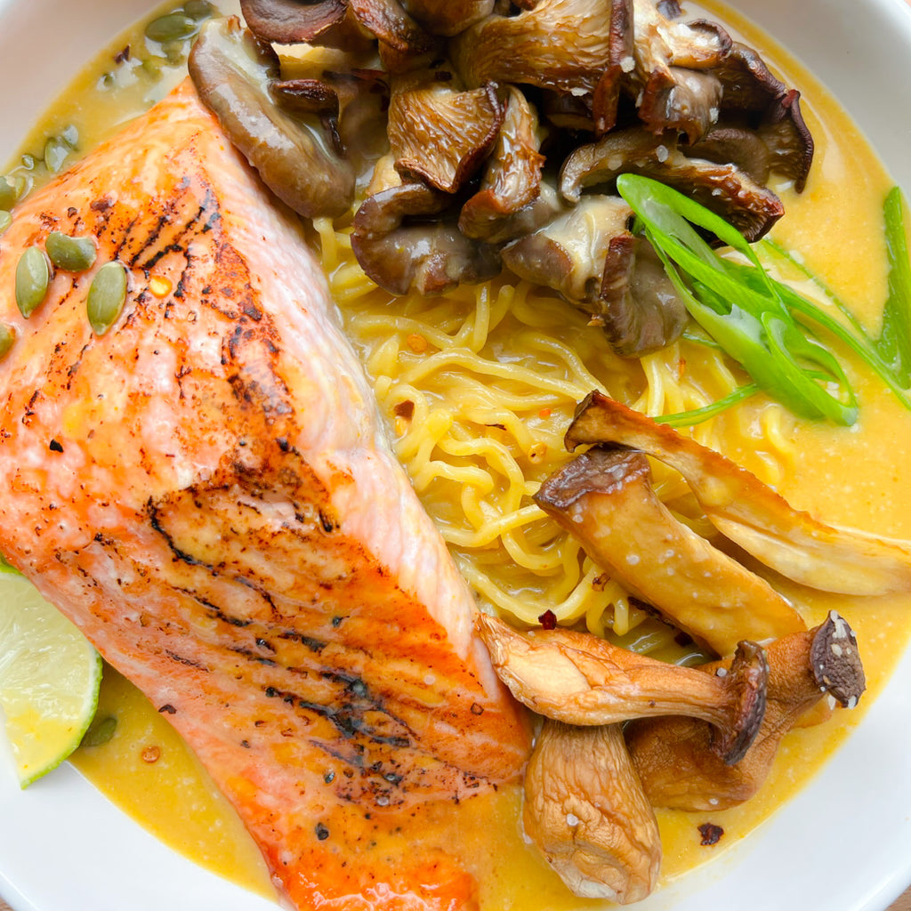 Pumpkin Miso Noodles & Salmon