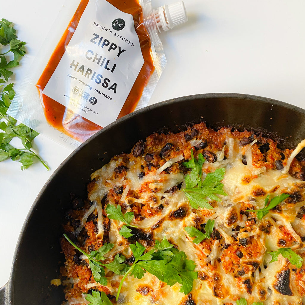 Harissa Cauliflower and Black Bean Casserole