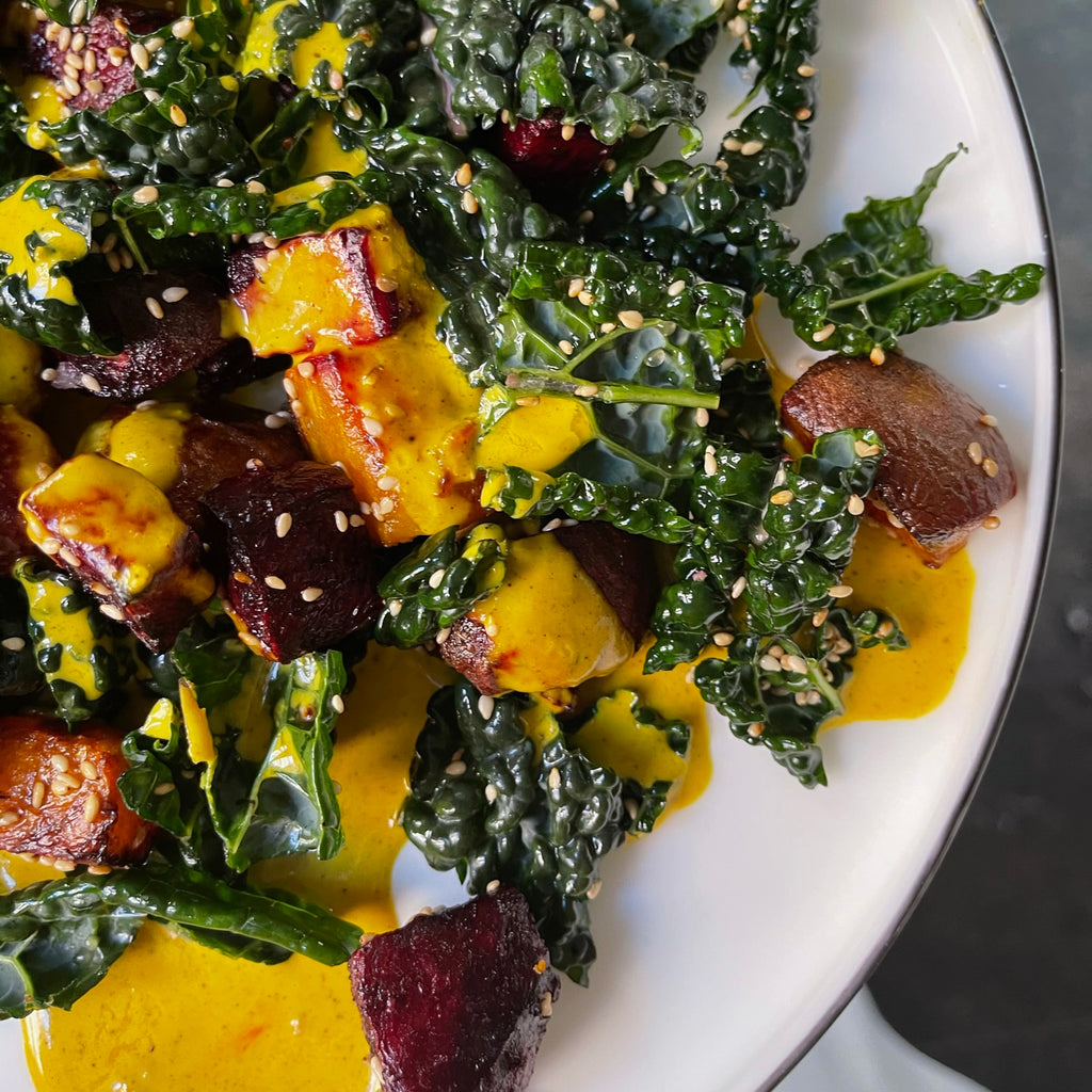 Warmed Beet Salad with Golden Tahini