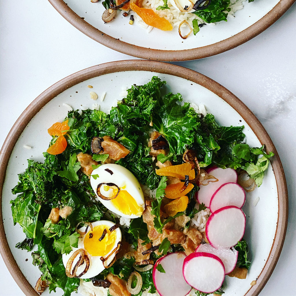 Jammy Eggs with Nutty Lemongrass, & rice