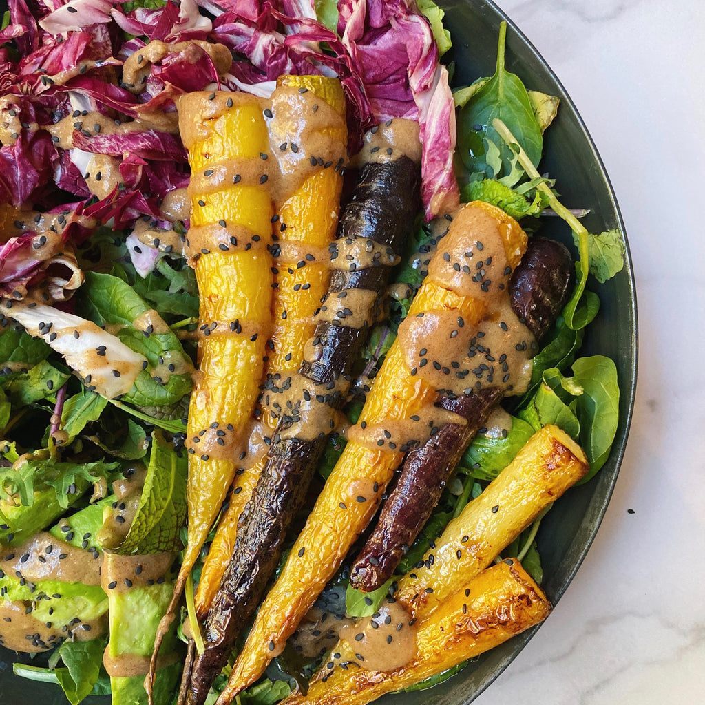 Roasted Carrots with Gingery Miso Sauce